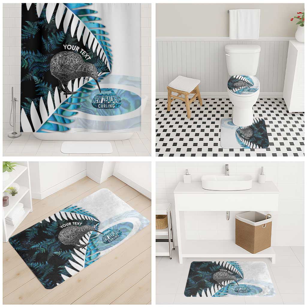 New Zealand Silver Fern Curling Personalised Bathroom Set Aotearoa Kiwi Ponga Paua Shell Version LT14 - Polynesian Pride