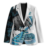 New Zealand Silver Fern Curling Personalised Blazer Aotearoa Kiwi Ponga Paua Shell Version LT14 Unisex Black - Polynesian Pride