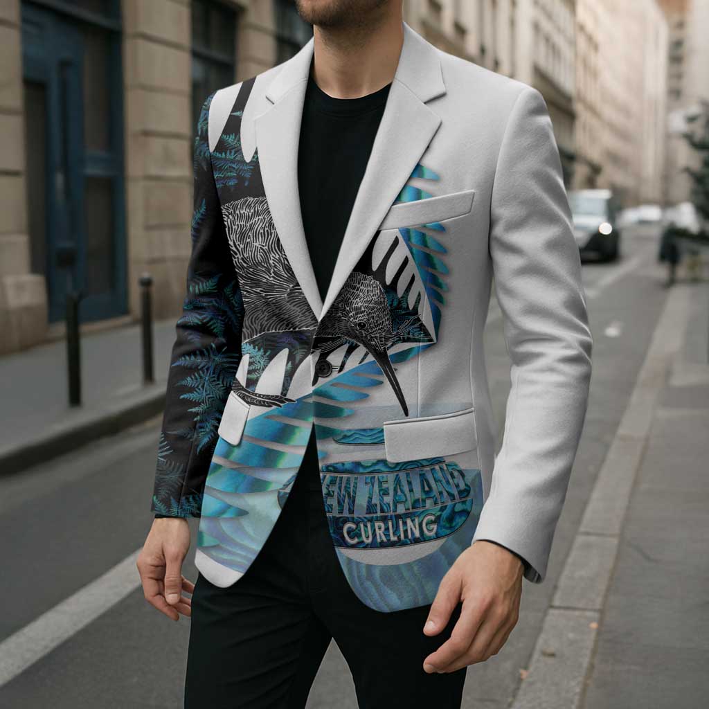 New Zealand Silver Fern Curling Personalised Blazer Aotearoa Kiwi Ponga Paua Shell Version LT14 - Polynesian Pride
