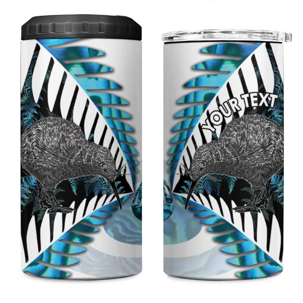 New Zealand Silver Fern Curling Personalised 4 in 1 Can Cooler Tumbler Aotearoa Kiwi Ponga Paua Shell Version - Polynesian Pride