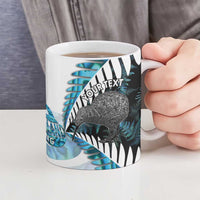New Zealand Silver Fern Curling Personalised Ceramic Mug Aotearoa Kiwi Ponga Paua Shell Version - Polynesian Pride