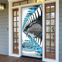 New Zealand Silver Fern Curling Personalised Door Cover Aotearoa Kiwi Ponga Paua Shell Version - Polynesian Pride