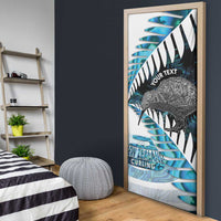 New Zealand Silver Fern Curling Personalised Door Cover Aotearoa Kiwi Ponga Paua Shell Version - Polynesian Pride