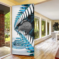 New Zealand Silver Fern Curling Personalised Door Cover Aotearoa Kiwi Ponga Paua Shell Version - Polynesian Pride