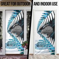 New Zealand Silver Fern Curling Personalised Door Cover Aotearoa Kiwi Ponga Paua Shell Version - Polynesian Pride