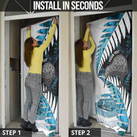 New Zealand Silver Fern Curling Personalised Door Cover Aotearoa Kiwi Ponga Paua Shell Version - Polynesian Pride