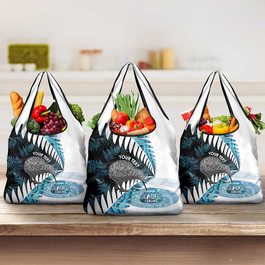 New Zealand Silver Fern Curling Personalised Grocery Bag Aotearoa Kiwi Ponga Paua Shell Version - Polynesian Pride