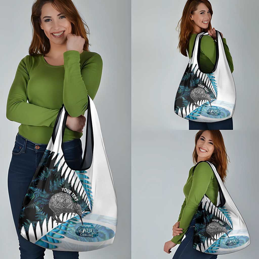New Zealand Silver Fern Curling Personalised Grocery Bag Aotearoa Kiwi Ponga Paua Shell Version - Polynesian Pride