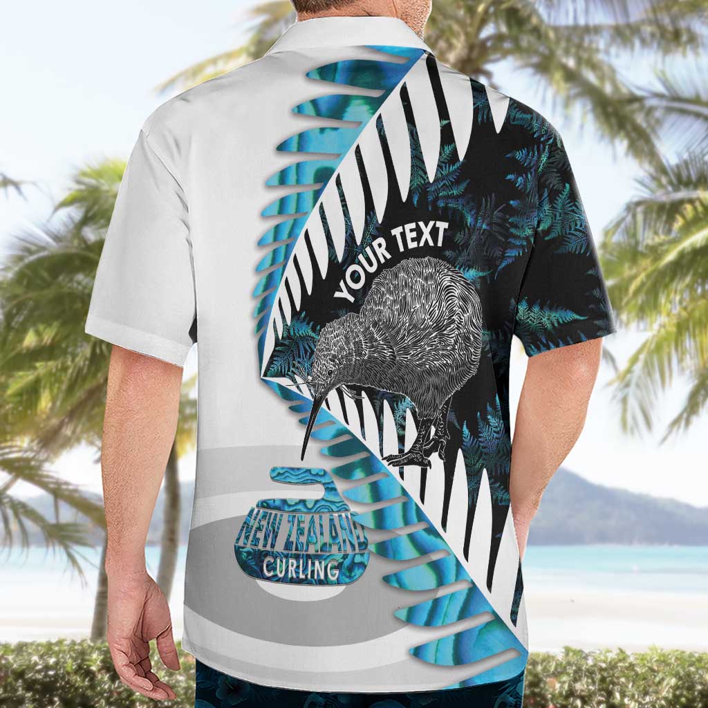 New Zealand Silver Fern Curling Personalised Hawaiian Shirt Aotearoa Kiwi Ponga Paua Shell Version - Polynesian Pride