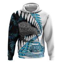 New Zealand Silver Fern Curling Personalised Hoodie Aotearoa Kiwi Ponga Paua Shell Version LT14 Pullover Hoodie Black - Polynesian Pride