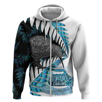 New Zealand Silver Fern Curling Personalised Hoodie Aotearoa Kiwi Ponga Paua Shell Version LT14 Zip Hoodie Black - Polynesian Pride