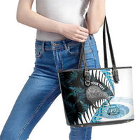 New Zealand Silver Fern Curling Personalised Leather Tote Bag Aotearoa Kiwi Ponga Paua Shell Version - Polynesian Pride