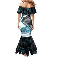 New Zealand Silver Fern Curling Personalised Mermaid Dress Aotearoa Kiwi Ponga Paua Shell Version - Polynesian Pride