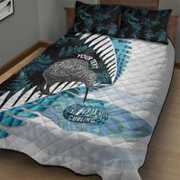 New Zealand Silver Fern Curling Personalised Quilt Bed Set Aotearoa Kiwi Ponga Paua Shell Version - Polynesian Pride