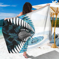 New Zealand Silver Fern Curling Personalised Sarong Aotearoa Kiwi Ponga Paua Shell Version LT14 One Size 44 x 66 inches Black - Polynesian Pride