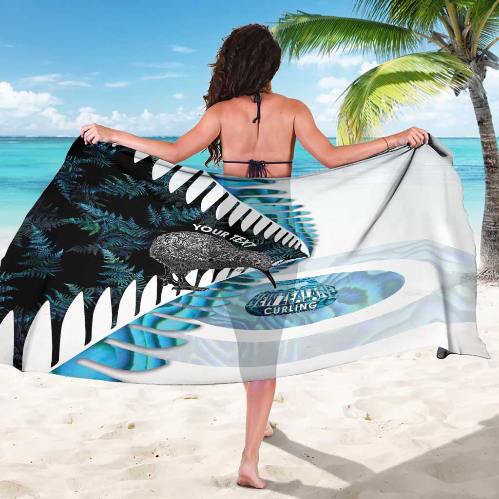 New Zealand Silver Fern Curling Personalised Sarong Aotearoa Kiwi Ponga Paua Shell Version LT14 - Polynesian Pride