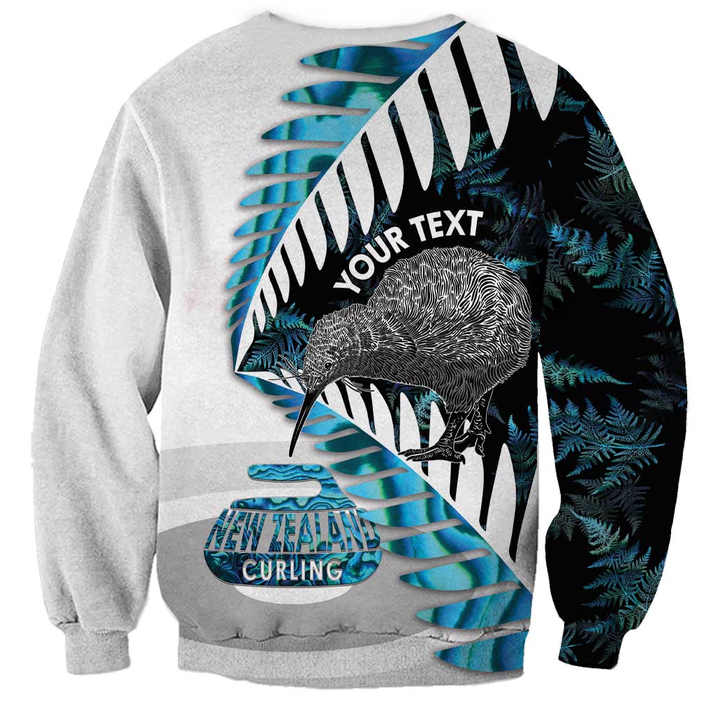 New Zealand Silver Fern Curling Personalised Sweatshirt Aotearoa Kiwi Ponga Paua Shell Version LT14 - Polynesian Pride
