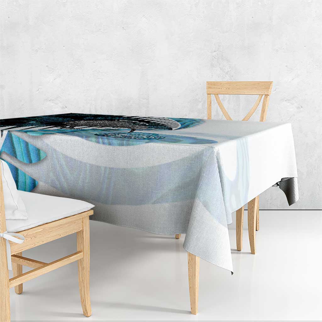 New Zealand Silver Fern Curling Personalised Tablecloth Aotearoa Kiwi Ponga Paua Shell Version LT14 - Polynesian Pride