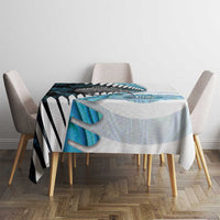 New Zealand Silver Fern Curling Personalised Tablecloth Aotearoa Kiwi Ponga Paua Shell Version LT14 - Polynesian Pride