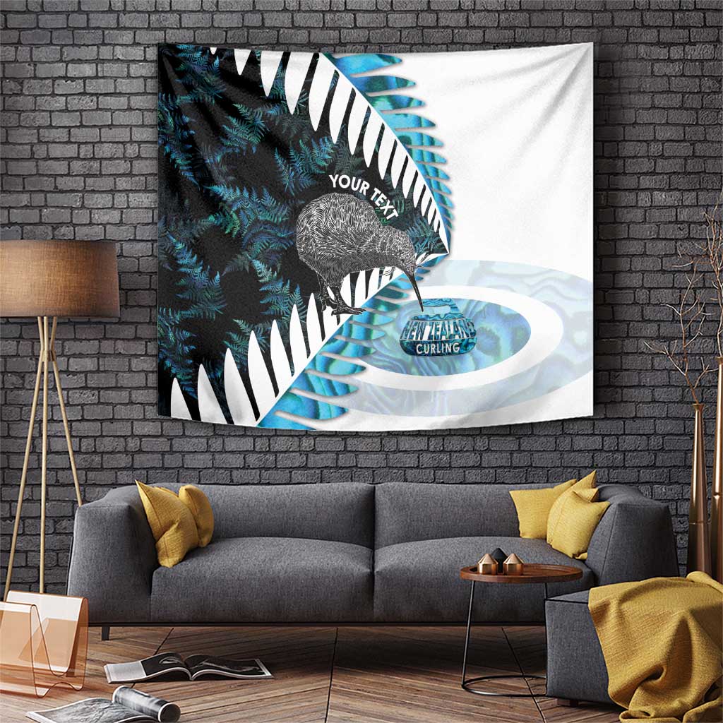 New Zealand Silver Fern Curling Personalised Tapestry Aotearoa Kiwi Ponga Paua Shell Version - Polynesian Pride