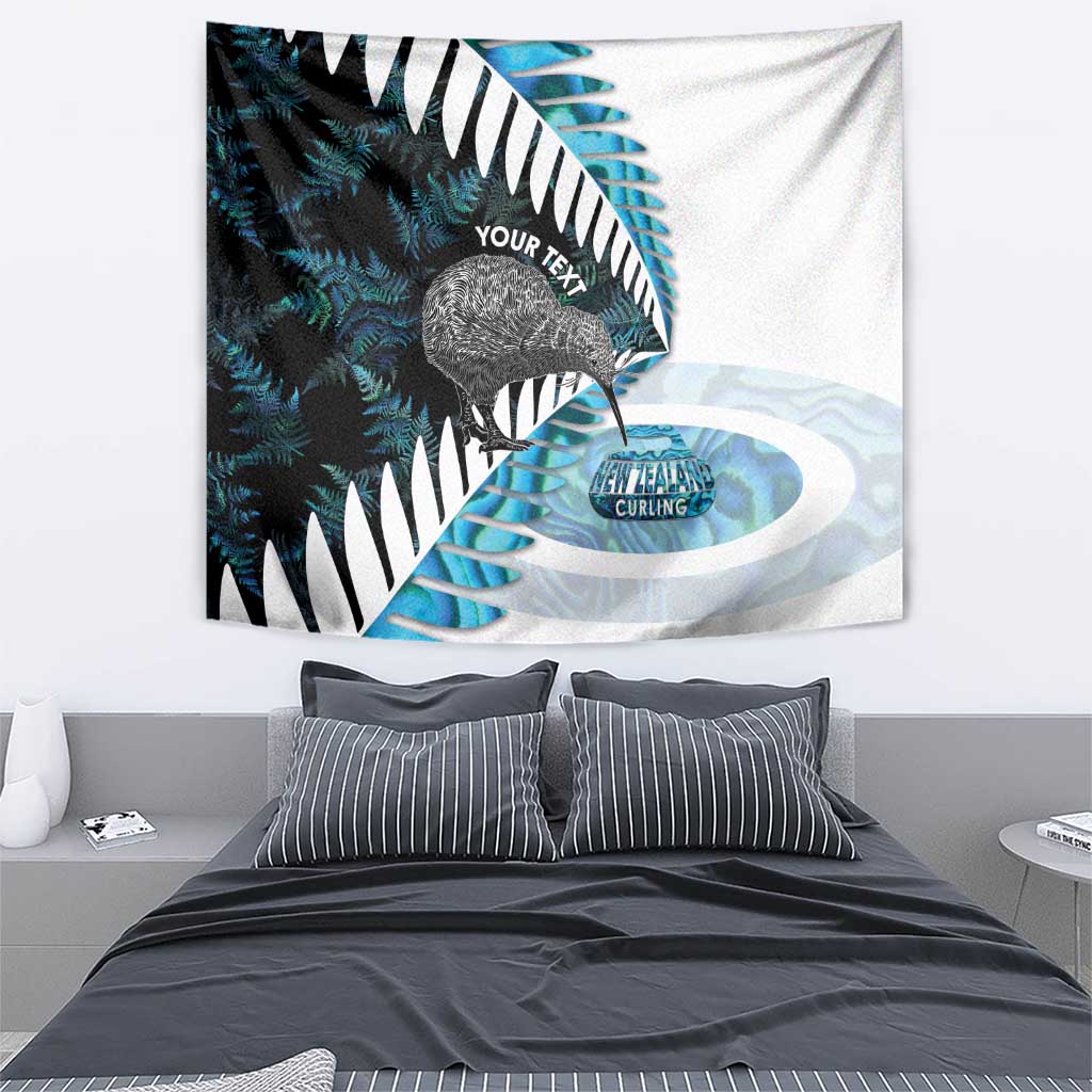 New Zealand Silver Fern Curling Personalised Tapestry Aotearoa Kiwi Ponga Paua Shell Version - Polynesian Pride