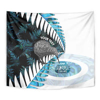 New Zealand Silver Fern Curling Personalised Tapestry Aotearoa Kiwi Ponga Paua Shell Version - Polynesian Pride