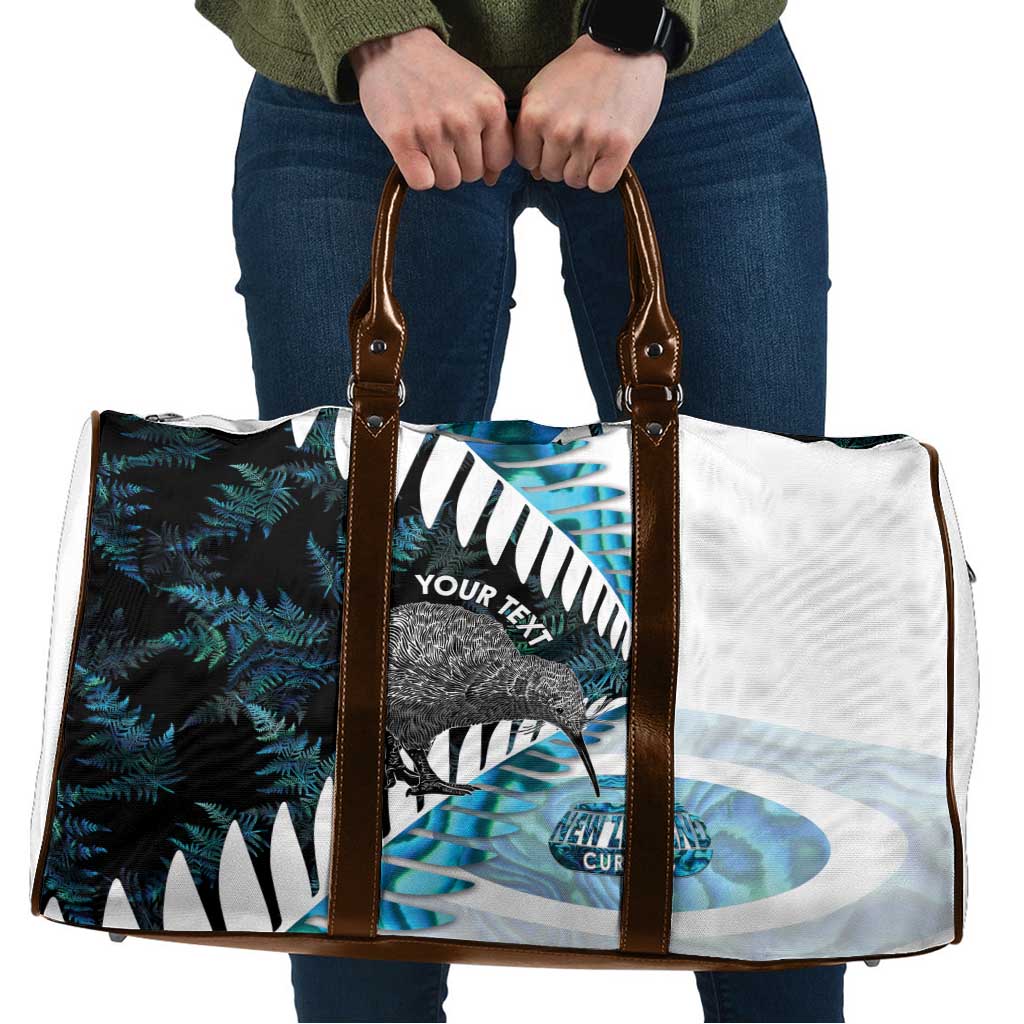 New Zealand Silver Fern Curling Personalised Travel Bag Aotearoa Kiwi Ponga Paua Shell Version - Polynesian Pride