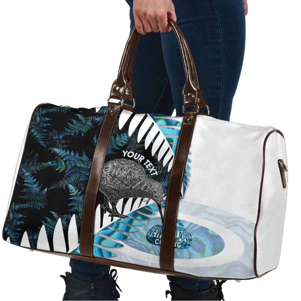 New Zealand Silver Fern Curling Personalised Travel Bag Aotearoa Kiwi Ponga Paua Shell Version - Polynesian Pride