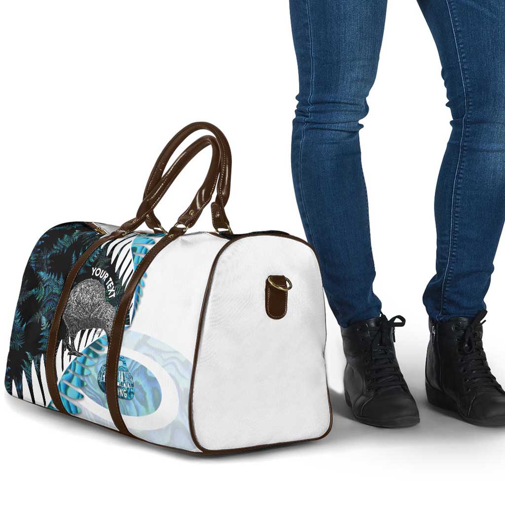 New Zealand Silver Fern Curling Personalised Travel Bag Aotearoa Kiwi Ponga Paua Shell Version - Polynesian Pride
