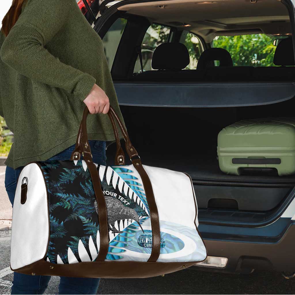 New Zealand Silver Fern Curling Personalised Travel Bag Aotearoa Kiwi Ponga Paua Shell Version - Polynesian Pride