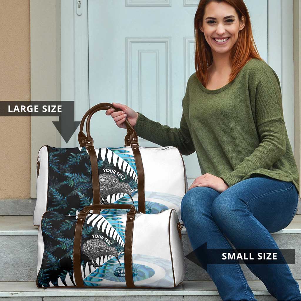 New Zealand Silver Fern Curling Personalised Travel Bag Aotearoa Kiwi Ponga Paua Shell Version - Polynesian Pride