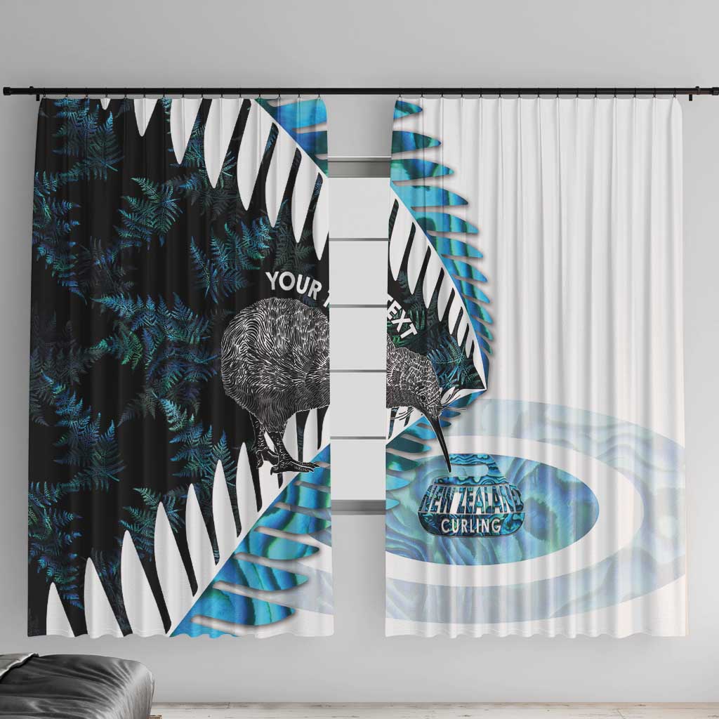 New Zealand Silver Fern Curling Personalised Window Curtain Aotearoa Kiwi Ponga Paua Shell Version - Polynesian Pride
