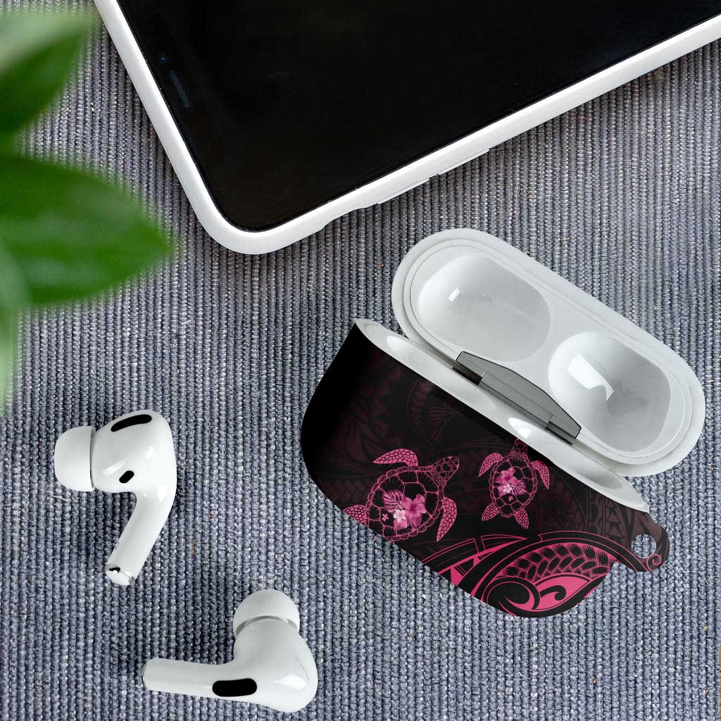 Pink Black Polynesia Floral Sea Turtle AirPods Case - Polynesian Pride