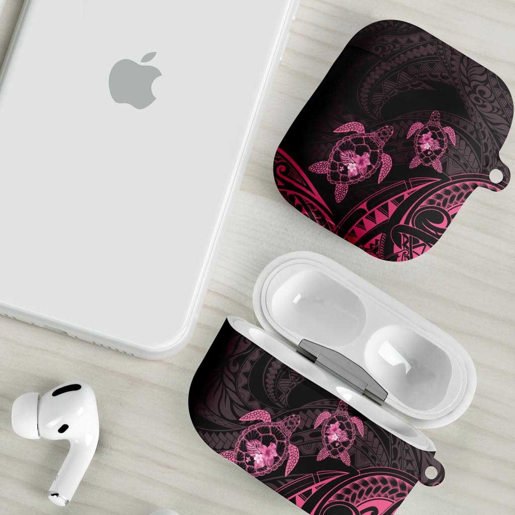 Pink Black Polynesia Floral Sea Turtle AirPods Case - Polynesian Pride