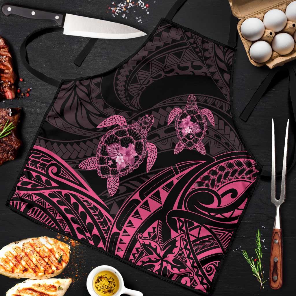 Pink Black Polynesia Floral Sea Turtle Apron - Polynesian Pride