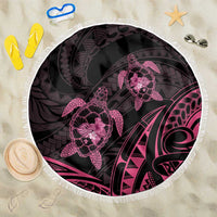 Pink Black Polynesia Floral Sea Turtle Beach Blanket - Polynesian Pride
