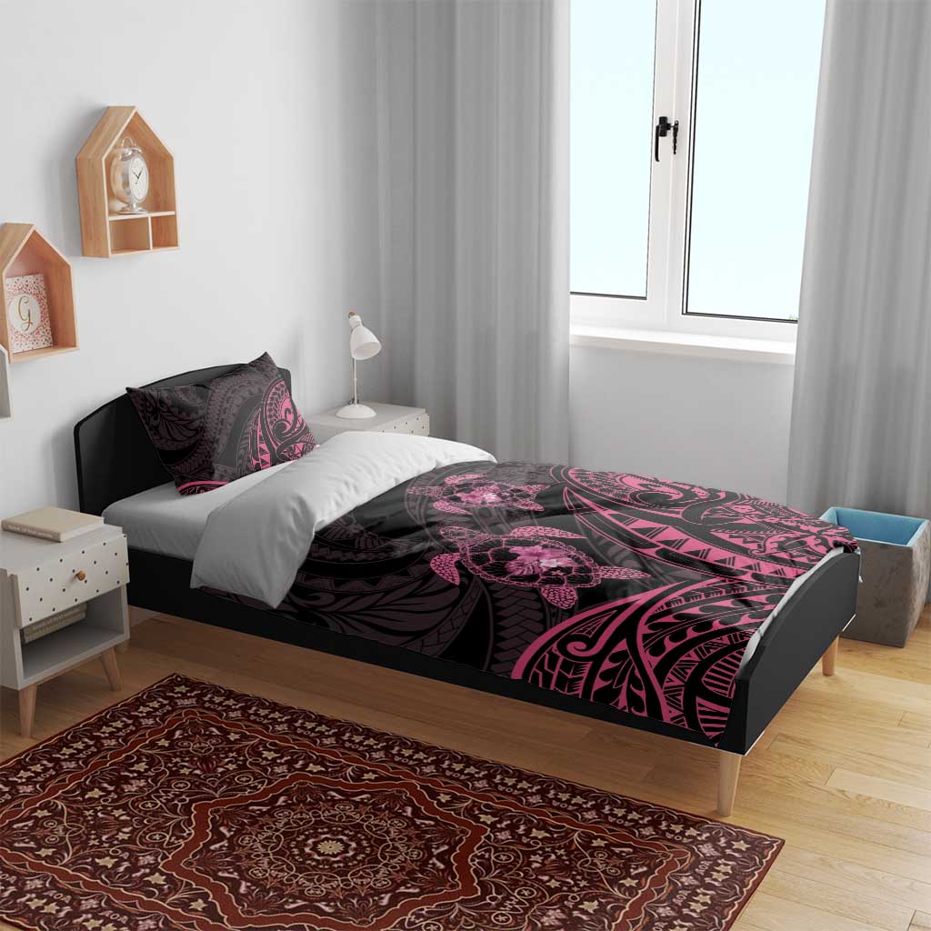 Pink Black Polynesia Floral Sea Turtle Bedding Set LT14 - Polynesian Pride