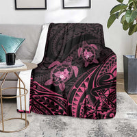 Pink Black Polynesia Floral Sea Turtle Blanket - Polynesian Pride