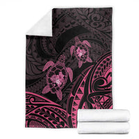Pink Black Polynesia Floral Sea Turtle Blanket - Polynesian Pride