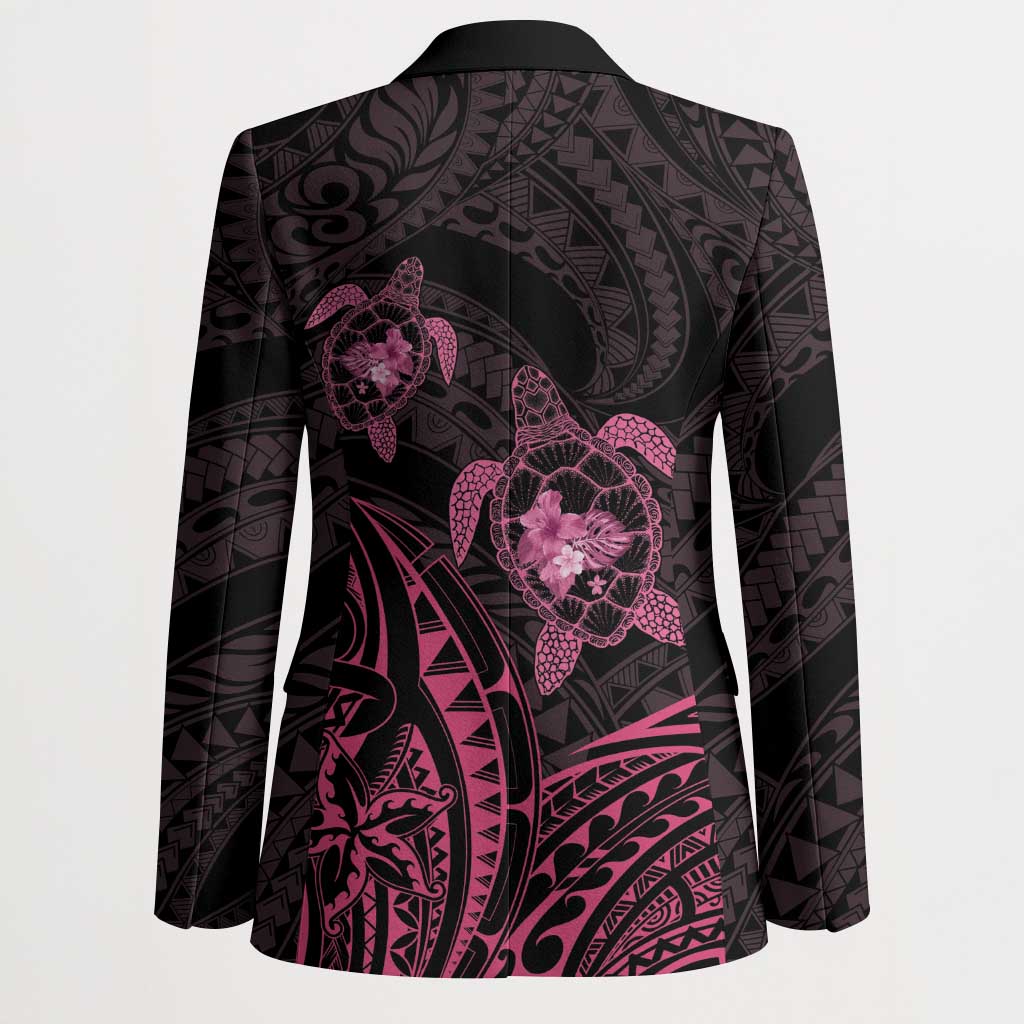 Pink Black Polynesia Floral Sea Turtle Blazer - Polynesian Pride