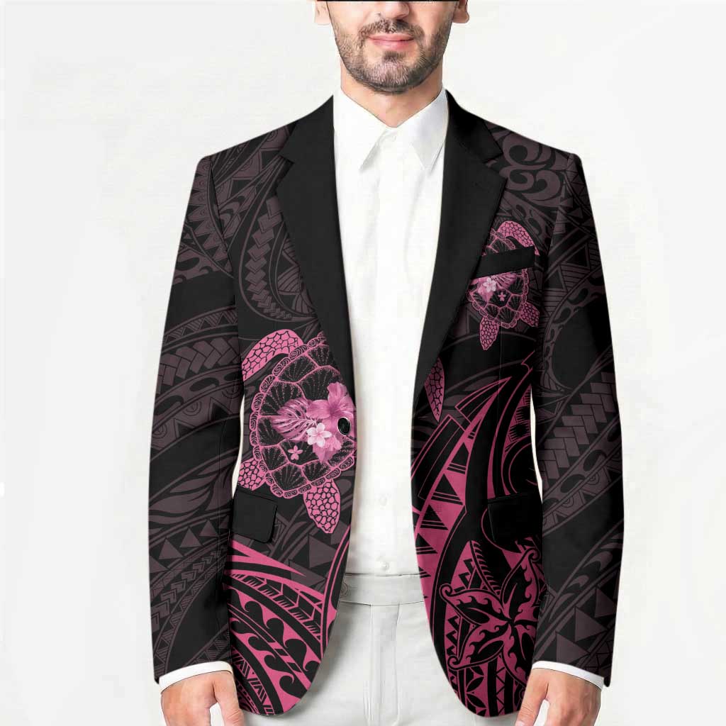 Pink Black Polynesia Floral Sea Turtle Blazer - Polynesian Pride
