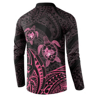 Pink Black Polynesia Floral Sea Turtle Button Sweatshirt - Polynesian Pride