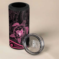 Pink Black Polynesia Floral Sea Turtle 4 in 1 Can Cooler Tumbler - Polynesian Pride