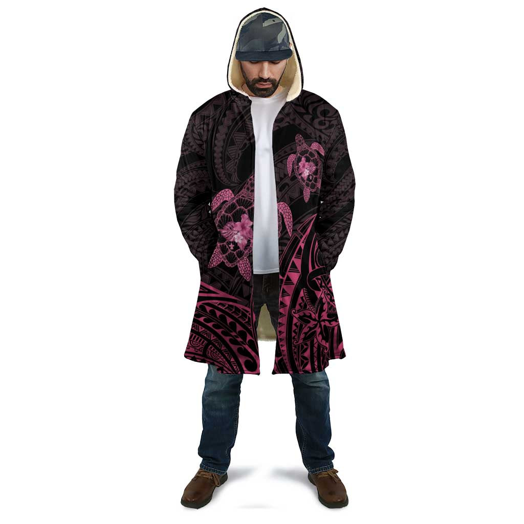 Pink Black Polynesia Floral Sea Turtle Cloak - Polynesian Pride