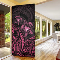 Pink Black Polynesia Floral Sea Turtle Door Cover - Polynesian Pride