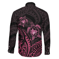 Pink Black Polynesia Floral Sea Turtle Family Matching Tank Maxi Dress and Hawaiian Shirt LT14 - Polynesian Pride