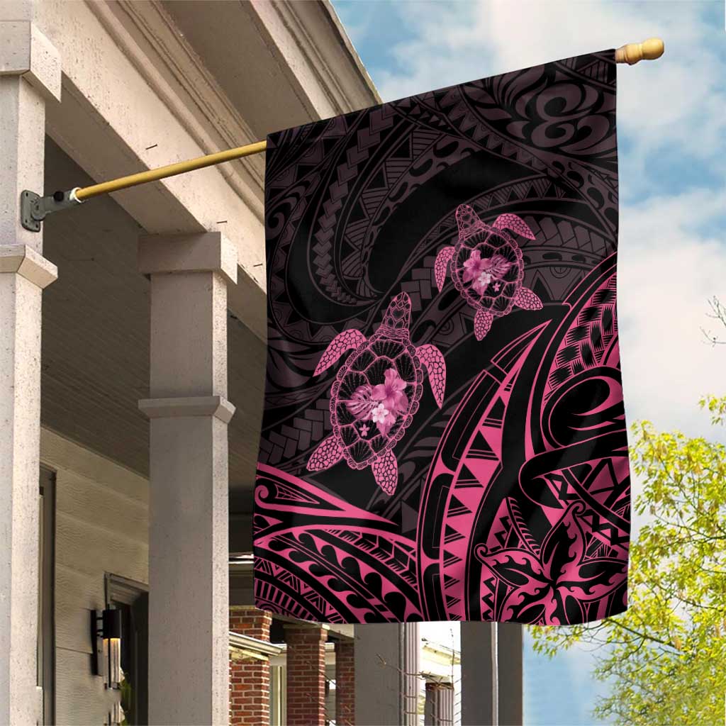 Pink Black Polynesia Floral Sea Turtle Garden Flag LT14 House Flag Black - Polynesian Pride