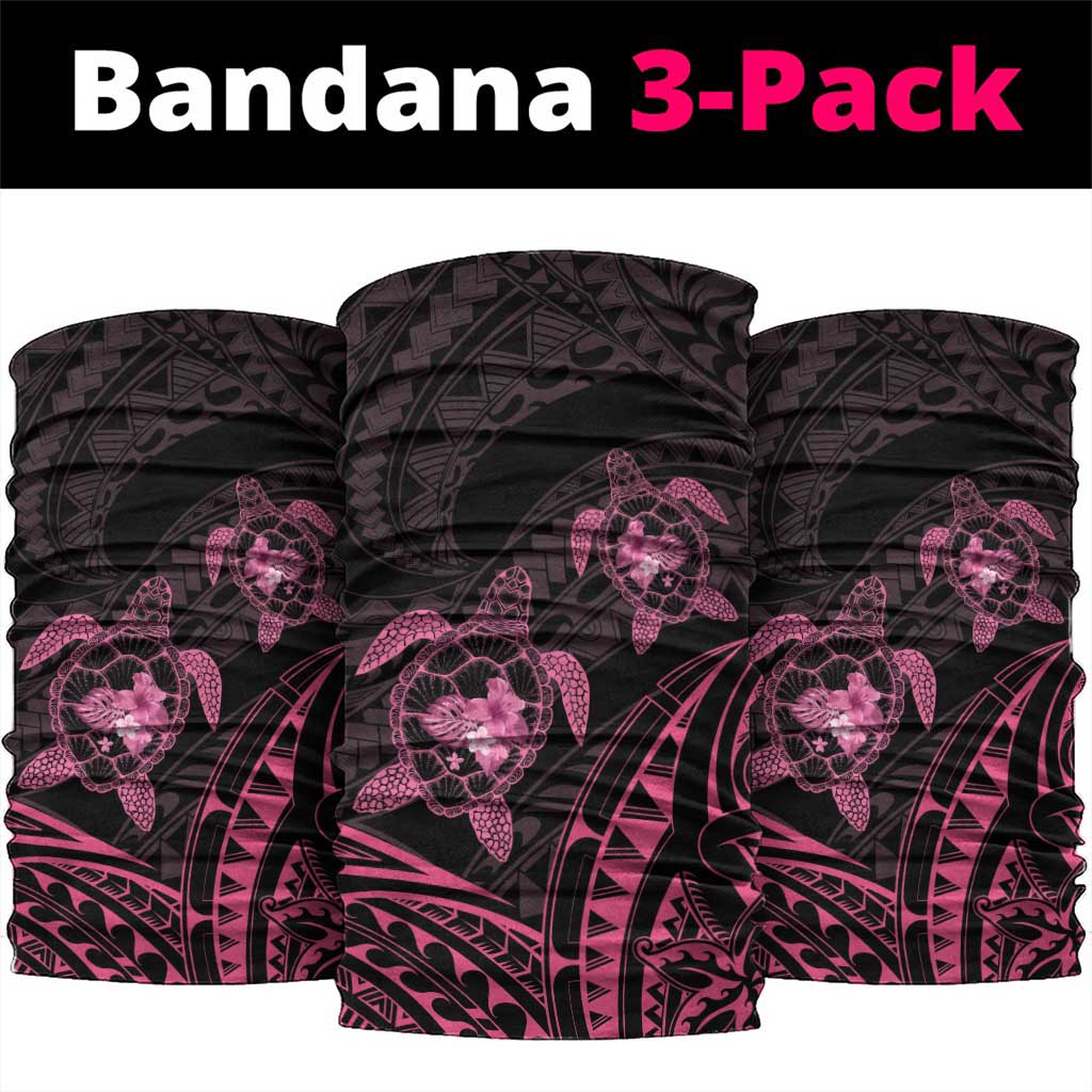 Pink Black Polynesia Floral Sea Turtle Neck Gaiter LT14 package One Size: 25*50cm Black - Polynesian Pride