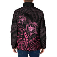 Pink Black Polynesia Floral Sea Turtle Padded Jacket - Polynesian Pride