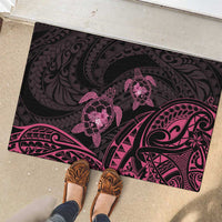 Pink Black Polynesia Floral Sea Turtle Rubber Doormat LT14 - Polynesian Pride